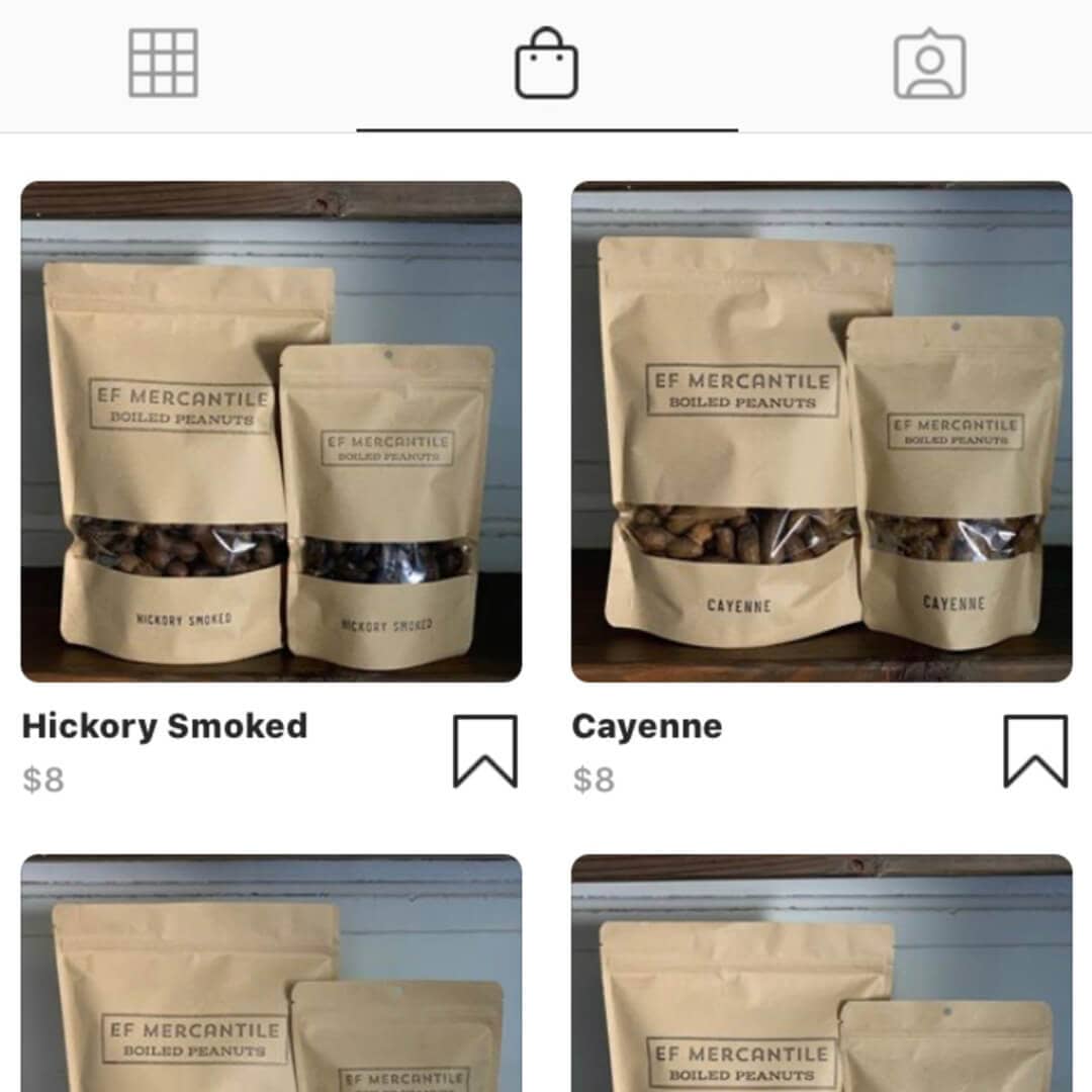 Screenshot of Instagram shop