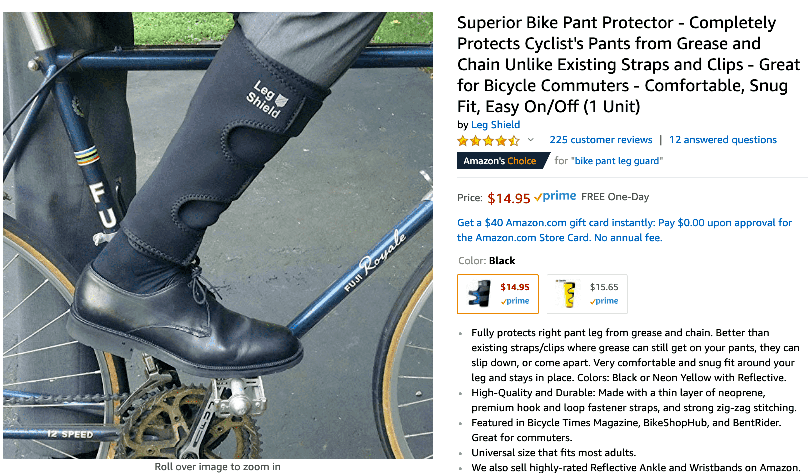 screenshot of a cycling product for sale on Amazon