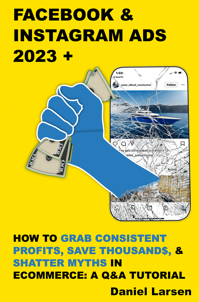 facebook and instagram ads 2023 book cover showing a hand reaching out of a mobile phone and grabbing money