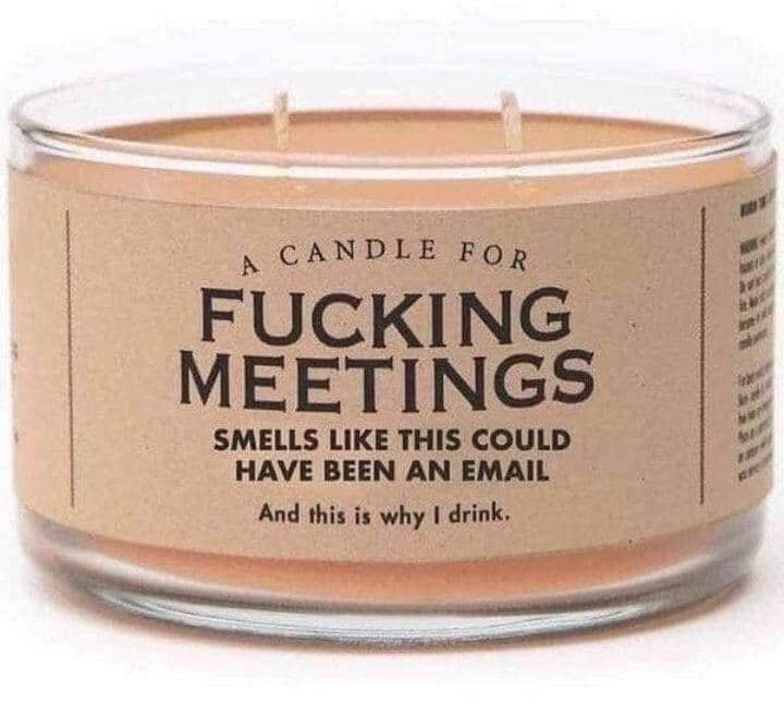 A candle for meetings parody product