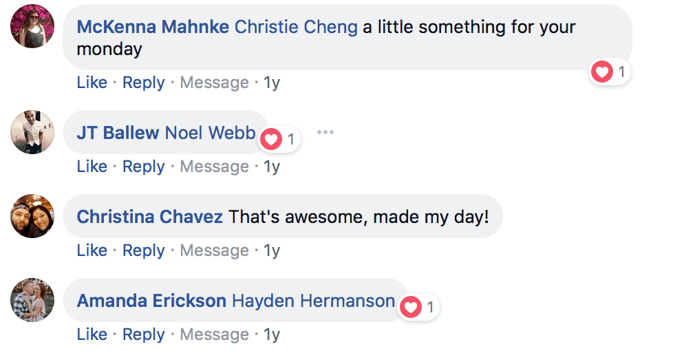 Amazing comment engagement on facebook ads